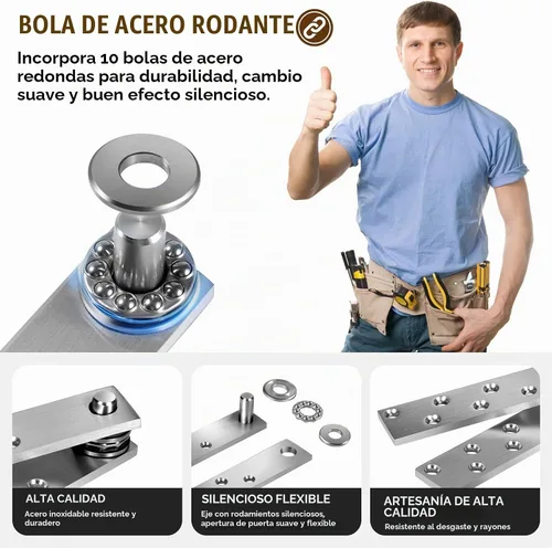 Vista 2 de Bisagra de pivote de puerta oculta Heavy Duty 200LB Hardware de puerta de madera 2PCS Thickened stainless steel pivot hinges create hidden doors