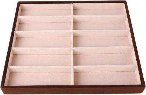 Vista 8 de Cyrank Caja de 10 rejillas para lentes de sol, organizador de lentes de sol, bandeja de almacenamiento para lentes de sol, organizador de terciopelo