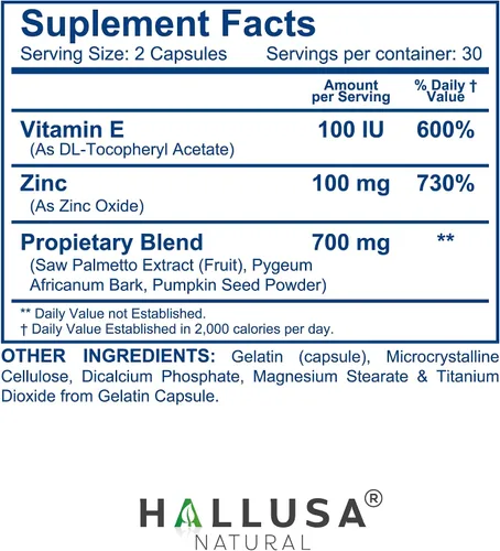 Vista 4 de Hallusa Natural Próstata Inflamada - Control de la micción - Control de la vejiga - Prostatitis - Pastillas para la próstata - HALLPROST 60 CAPSULAS