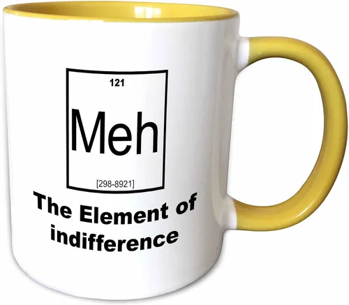 Vista 12 de 3dRose Meh-The Element of Indifference - Taza de dos tonos, 11 onzas, color negro