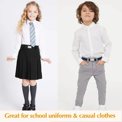 Vista 11 de JASGOOD Cinturón magnético ajustable para niños y niñas, cinturón elástico con hebilla magnética fácil para niñas de regreso a la escuela