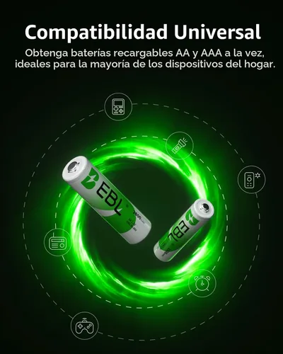 Vista 3 de EBL - Combo de 16 pilas AA y AAA con 8 pilas recargables AA de 2300 mAh y 8 pilas recargables AAA de 800 mAh