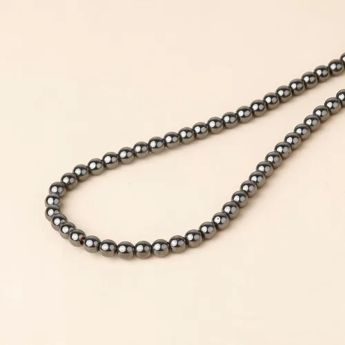 Vista 3 de Cuentas redondas sueltas de hematita negra natural de 0.236 pulgadas, poder curativo para hacer joyas, pulseras y collares