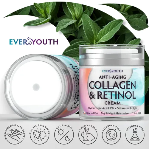 Vista 7 de Crema de colágeno para cara, cuello y escote, hidratante facial antienvejecimiento para mujeres con ácido hialurónico, vitamina E, fabricada