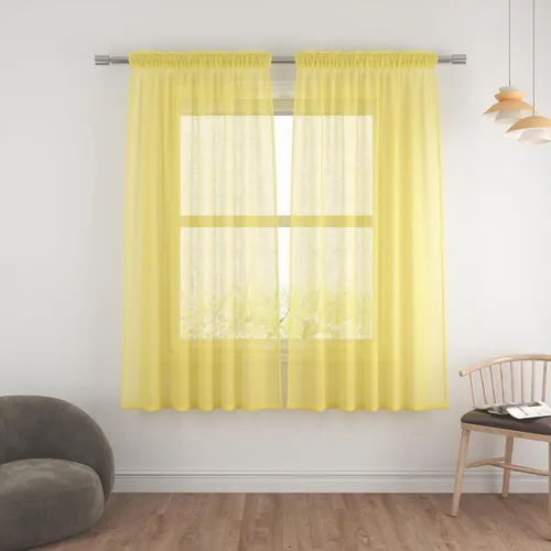 Vista 151 de UPOPO Paneles de Cortina Beige Pequeños Cortinas Transparentes de Gasa de 16 Pulgadas de Largo Cortinas de Cocina de Voile con Textura de Lino