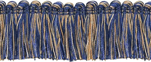 Vista 6 de DÉCOPRO Colección Imperial de 1 1/2" (3.5cm) Borde de flecos # 0150IB, rosa de verano #3549 (rosa claro, marfil blanco, verde azul) paquete de 5