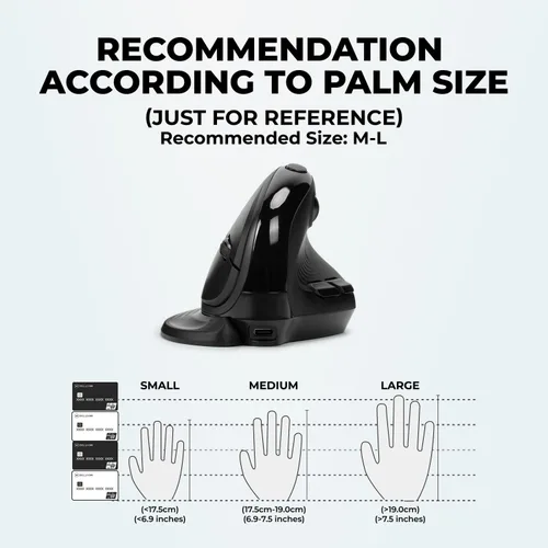 Vista 12 de DELUX Seeker Mouse ergonómico inalámbrico, mouse vertical con pantalla OLED, 6 botones y función de rueda de pulgar, clic silencioso, hasta 7200