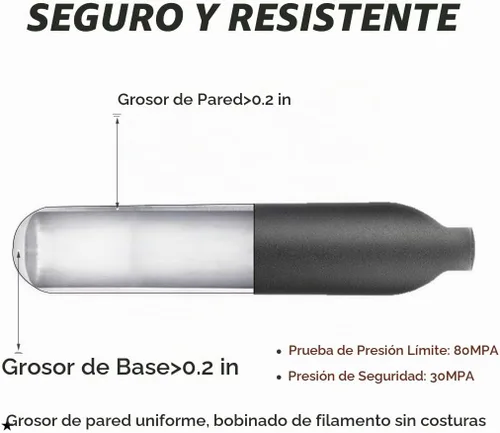 Vista 4 de Botella de aire de aluminio de 4500 psi, cilindro de PCP aeronáutico a prueba de explosiones de 30 Mpa, tanque de alta presión recargable M18 * 1.5