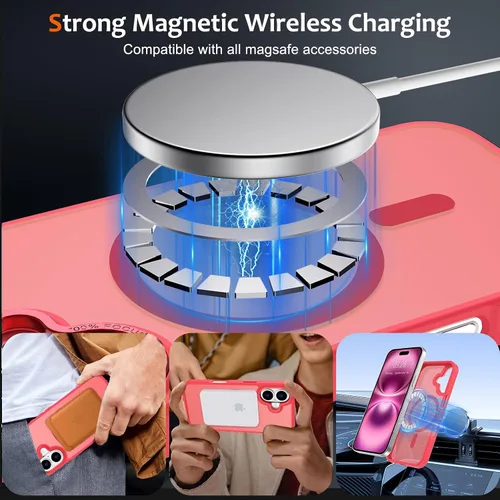 Vista 425 de Anuck - Funda magnética para iPhone 11 compatible con MagSafe, carcasa trasera mate translúcida dura, borde de TPU, delgada, resistente a impactos