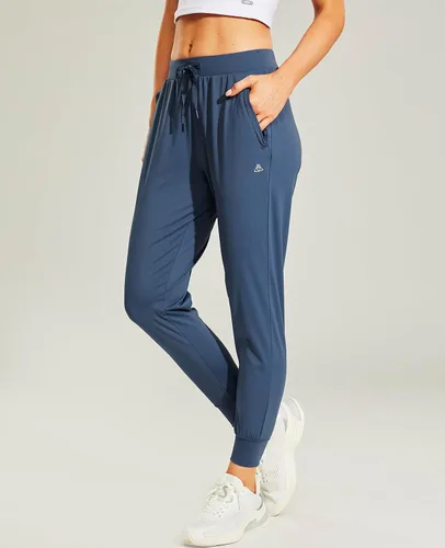 Vista 4 de Haimont Pantalones deportivos para correr para mujer con bolsillos con cremallera, ligeros, atléticos, para entrenamiento, pantalones casuales