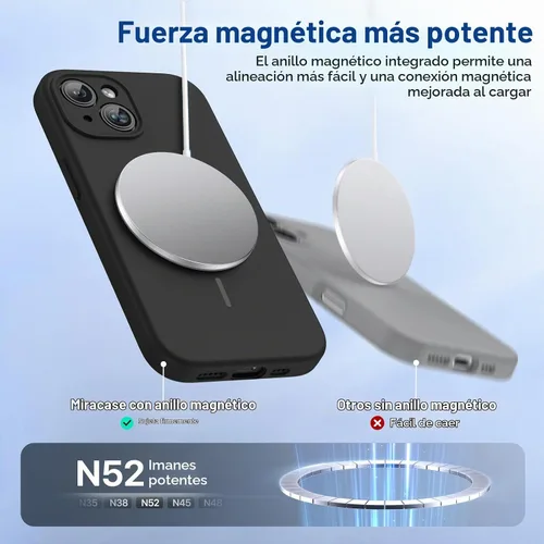 Vista 3 de Miracase Funda diseñada para iPhone 14 Plus con protector de pantalla, protección mejorada de la cámara, funda de silicona líquida a prueba de Negro