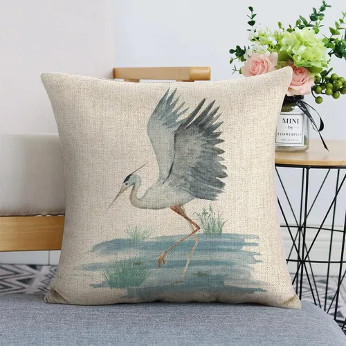 Vista 8 de Fundas de Almohada de Lino con Estampado de Bailarinas Azules en Costa 18x18 para Sofá, Almohada Decorativa para Sofá, Exterior