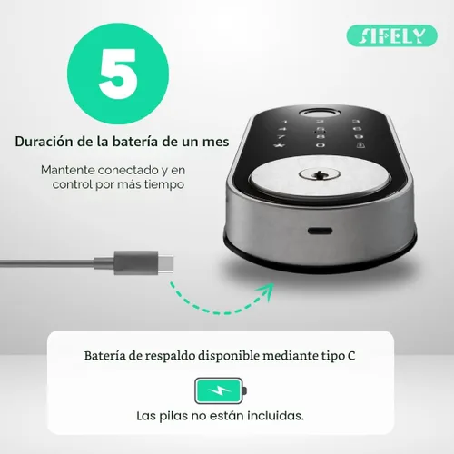 Vista 7 de Cerradura inteligente incorporada con huella dactilar y WiFi con teclado – Cerradura sin llave para el hogar, Airbnb, alquiler, niños/mayores