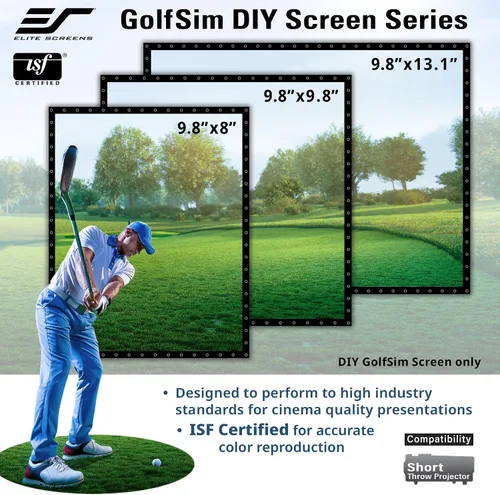 Vista 3 de Elite Screens - Pantalla de impacto de golf de 9.8 x 8 pies con ojales, pantalla de proyección multideporte para simuladores de golf en casa