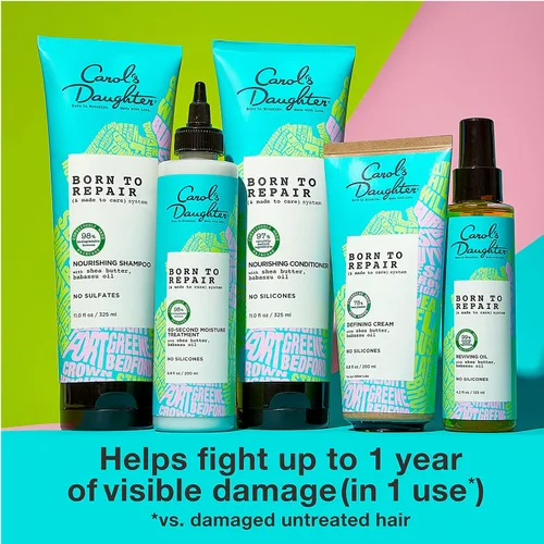 Vista 9 de Carol's Daughter Born To Repair - Tratamiento capilar hidratante y desenredante de 60 segundos, cuidado del cabello para rizos con manteca