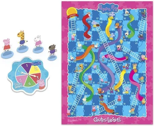 Vista 2 de Hasbro Gaming Toboganes y escaleras: Edición de Peppa Pig Juego de mesa para niños de 3 años en adelante, juegos preescolares para 2-4 jugadores