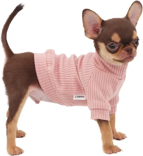 Vista 14 de LOPHIPETS Suéteres de cuello alto para perros pequeños para Chihuahua Teacup Yorkie Cachorro Ropa para Gatos - Rosa Claro Brillante/XXS