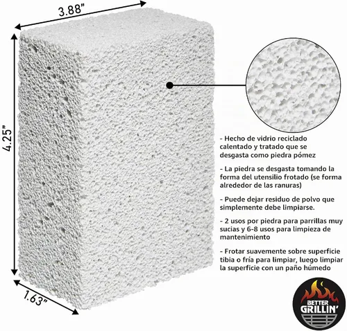 Vista 2 de Better Grillin - Bloque de ladrillos de limpieza para parrilla de piedra Piedra de plancha Bloque de limpieza de piedra para parrilla