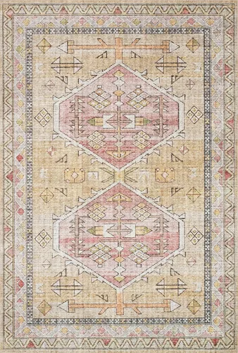 Vista 2 de Loloi II Colección Skye SKY-04 - Alfombra de pasillo, 2'-6" x 10'-0", dorado/rubor