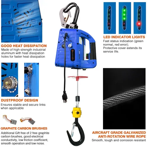 Vista 4 de Cabrestante eléctrico 3 en 1, cabrestante eléctrico portátil de potencia 1100LB1500W, cabrestante eléctrico de 110 V con control remoto inalámbrico