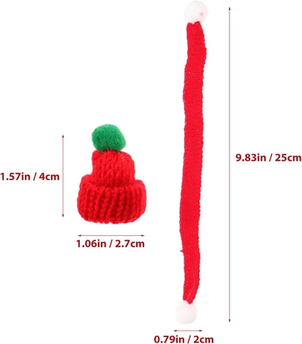 Vista 2 de LUOZZY 6 piezas de mini sombrero de punto de Navidad y bufanda de Navidad mini sombrero para manualidades tema de Navidad DIY para muñeca, botella