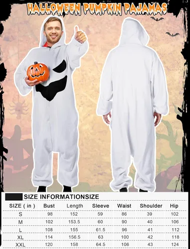 Vista 4 de Shinymoon Disfraz de calabaza para adulto, disfraz de calabaza de Halloween, pijamas de calabaza para hombre y mujer, disfraz de calabaza Jack O