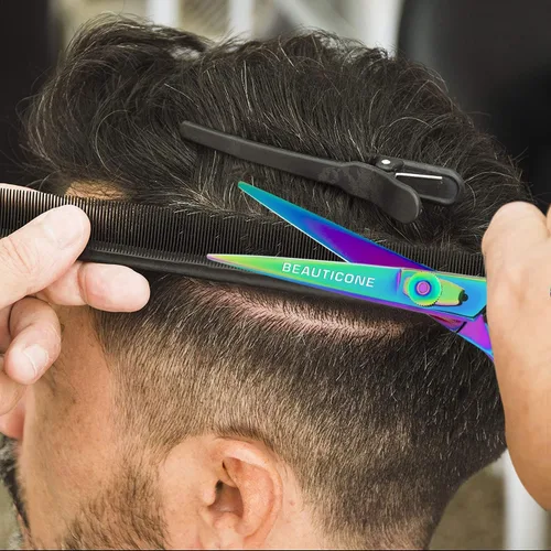 Vista 5 de Juego de tijeras de corte y adelgazamiento de cabello, tijeras de peluquería profesionales de 6.5 pulgadas para corte de pelo para hombres/mujeres