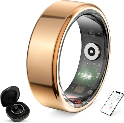 Vista 10 de Anillo inteligente para mujeres y hombres, rastreador de fitness y salud con monitor de frecuencia cardíaca, oxígeno en sangre, rastreador de sueño