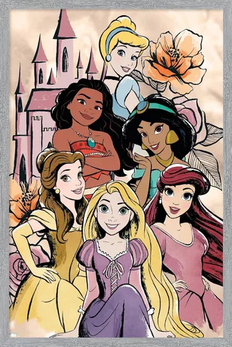Vista 16 de Disney Ultimate Princess Celebration - Póster de pared de grupo castillo, 22.4 pulgadas de largo x 14.7 pulgadas de ancho, versión enmarcada