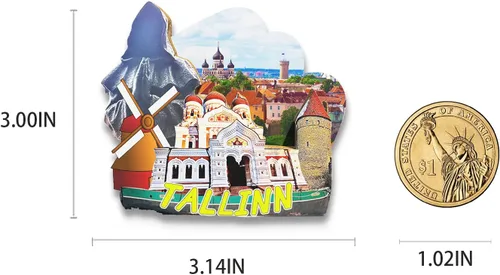 Vista 3 de Estonia Tallin imán de nevera de madera 3D hitos de viaje coleccionables recuerdos decoración hecha a mano - 2