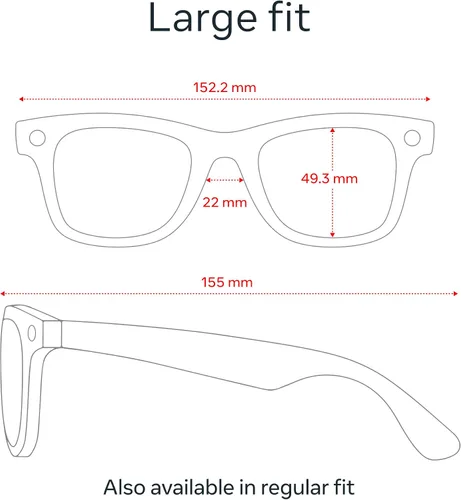 Vista 8 de Ray-Ban Meta (Gen 1), Wayfarer, Large Matte Black Smart AI Glasses for Men, Women — 12 MP Camera, Open-Ear Speakers, Video Recording, Bluetooth