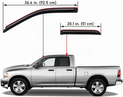 Vista 3 de Lightronic 194101 Viseras de ventana de ventilación automáticas extra duraderas con clip en el canal, se adapta a Dodge Ram 1500 2009-2010, Ram 1500