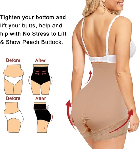 Vista 3 de Irisnaya Entrenador de cintura para las mujeres Butt Lifter Shapewear Control de la barriga Panty cintura alta Shaper Cortos de adelgazamiento Faja