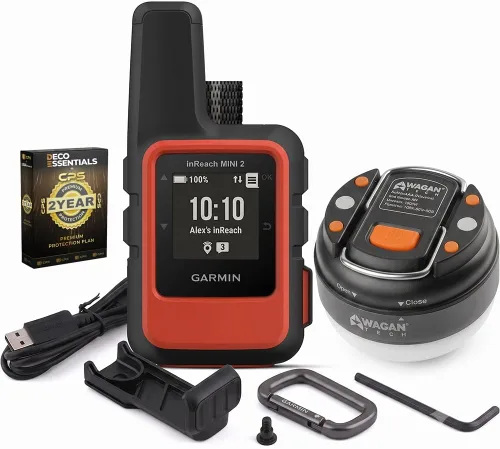 Vista 10 de Garmin inReach Mini 2 - Comunicador satelital de 2 vías, SOS, GPS, negro, 010-02602-01 - Paquete con plan CPS de 26 meses Deco Essentials