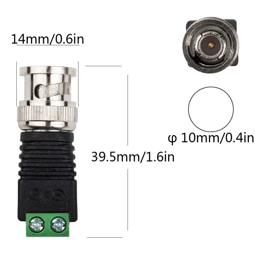 Vista 5 de Adaptador de conector de cámara CCTV de seguridad CCTV de 28 unidades chapado en oro macho a macho coaxial Cat5/Cat6