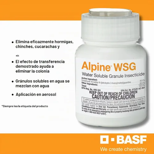 Vista 2 de BASF Alpine WSG Gránulo soluble en agua Insecticida, control de plagas para interiores y exteriores para hormigas, moscas, chinches, cucarachas