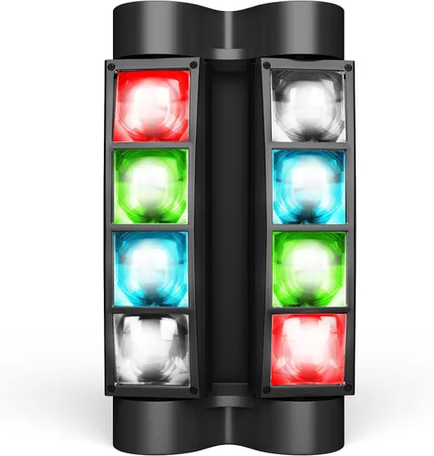 Vista 4 de BETOPPER Luz de escenario, luz de DJ de cabeza móvil para fiestas, luz LED de araña RGBW de 8 x 3 W, activada por sonido y control DMX-512