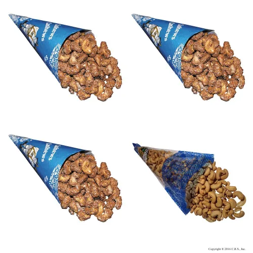 Vista 8 de The Nutty Bavarian Almendras tostadas glaseadas con canela, anacardos, nueces pecanas y anacardos ligeramente salados en paquete de 4 conos