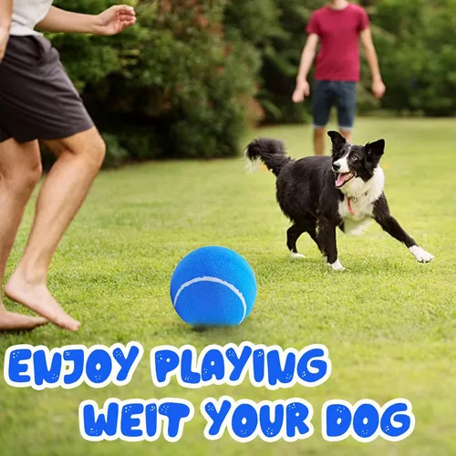 Vista 6 de Banfeng Pelota de tenis grande para perros, pelota de tenis gigante para perros, juguete grande para deportes al aire libre, regalo para perros Azul