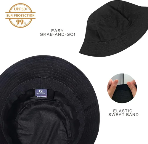 Vista 44 de GADIEMKENSD Sombrero de pescador 100% algodón, unisex, protección solar UPF 50, ligero, plegable
