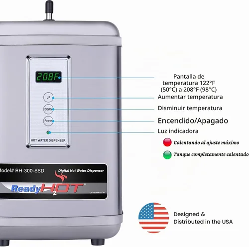 Vista 3 de Ready Hot 40-RH-300-SSD Sistema despachador de agua caliente instantánea, 2.5 cuartos, tanque con pantalla digital solamente de acero inoxidable
