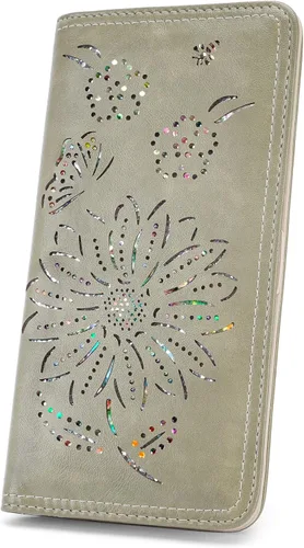 Vista 8 de Cartera con Bloqueo RFID para Mujeres Segura Delgada Bifold Cartera para Mujeres Ultra Delgada Billetera para Damas Bifold, 02-púrpura, Moda
