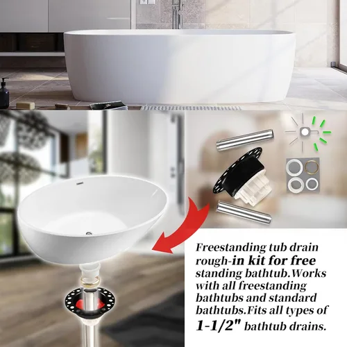 Vista 2 de ITD35 Kit de drenaje de bañera independiente compatible con bañeras independientes y bañeras estándar. Se adapta a todos los tipos de desagües