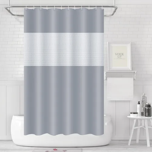 Vista 8 de timecity Juego de cortinas de ducha beige de PEVA con 12 ganchos blancos, forro de ducha de plástico, impermeable, de secado rápido, para bañera