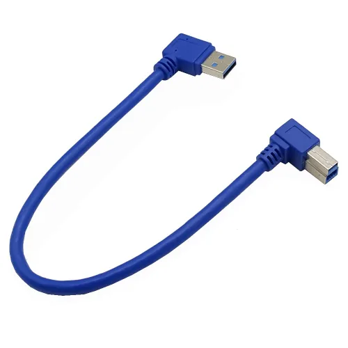 Vista 2 de Seadream Cable de impresora USB3.0 en ángulo; 1 pie/11.8 in SuperSpeed USB 3.0 A enchufe macho de 90 grados en ángulo izquierdo a USB 3.0 B macho