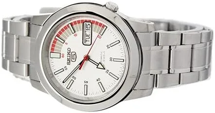 Vista 3 de Seiko Reloj automático para hombre con esfera plateada serie 5 SNKK25J1, Tono-plateado, Bobinado automático, Automático