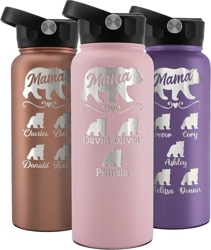 Vista 8 de Amazing Items Vaso personalizado de mamá oso, 20 o 30 onzas, 13 colores, nombres de hasta 5 cachorros, regalos para nueva mamá, vaso personalizado