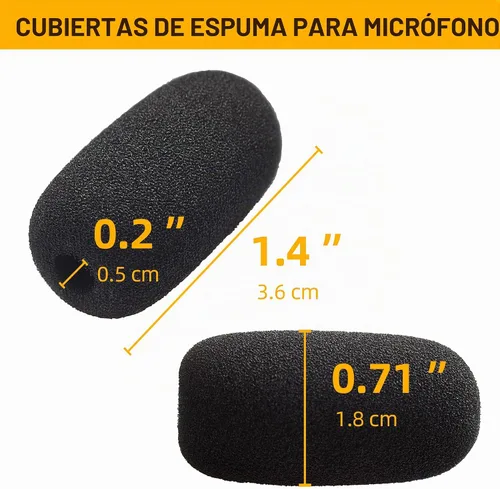 Vista 2 de Juego de 10 fundas de espuma pequeñas para micrófonos lavalier - Fundas de micrófono de espuma de alta densidad para protección de auriculares