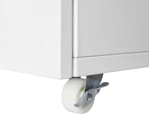 Vista 5 de AMNOOL Organizador de muebles de oficina, organizador de gabinete de acero de 2 puertas, base rodante móvil, soporte de escritorio para impresora