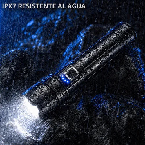 Vista 7 de AKNEAR Linterna recargable de alta luminosidad súper brillante (pantalla digital, 1 paquete)